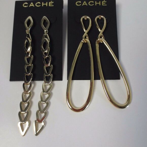 Cache Gold Oval Infinity and Drama Link earring SET OF 2 PCS NWT 58 Ea - Picture 1 of 6